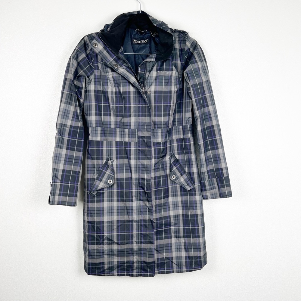 MARMOT Membrane Plaid Hooded Jacket Gray‎ Sz S